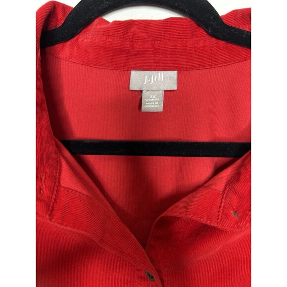 J. Jill Shirt Women's Red Corduroy Button Up Tunic Preppy Classic Plus Size 3X - Picture 3 of 8